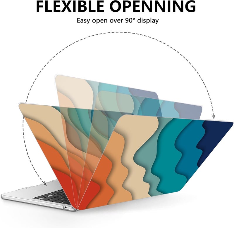 AKIT Compatible with MacBook Air 13 inch Case 2026 2025 2024-2022 M4 M3 M2 A3240 A3113 A2681, Unique Hard Shell Laptop Case+Screen Protector+Keyboard Cover for MacBook Air 13.6 inch, Colorful Wave - Image 5